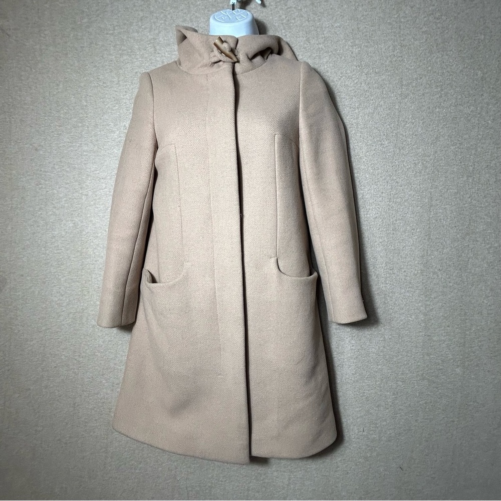 Babaton Aritzia Wool Cashmere Long Coat Womens Size XXS Beige Italy Hooded READ